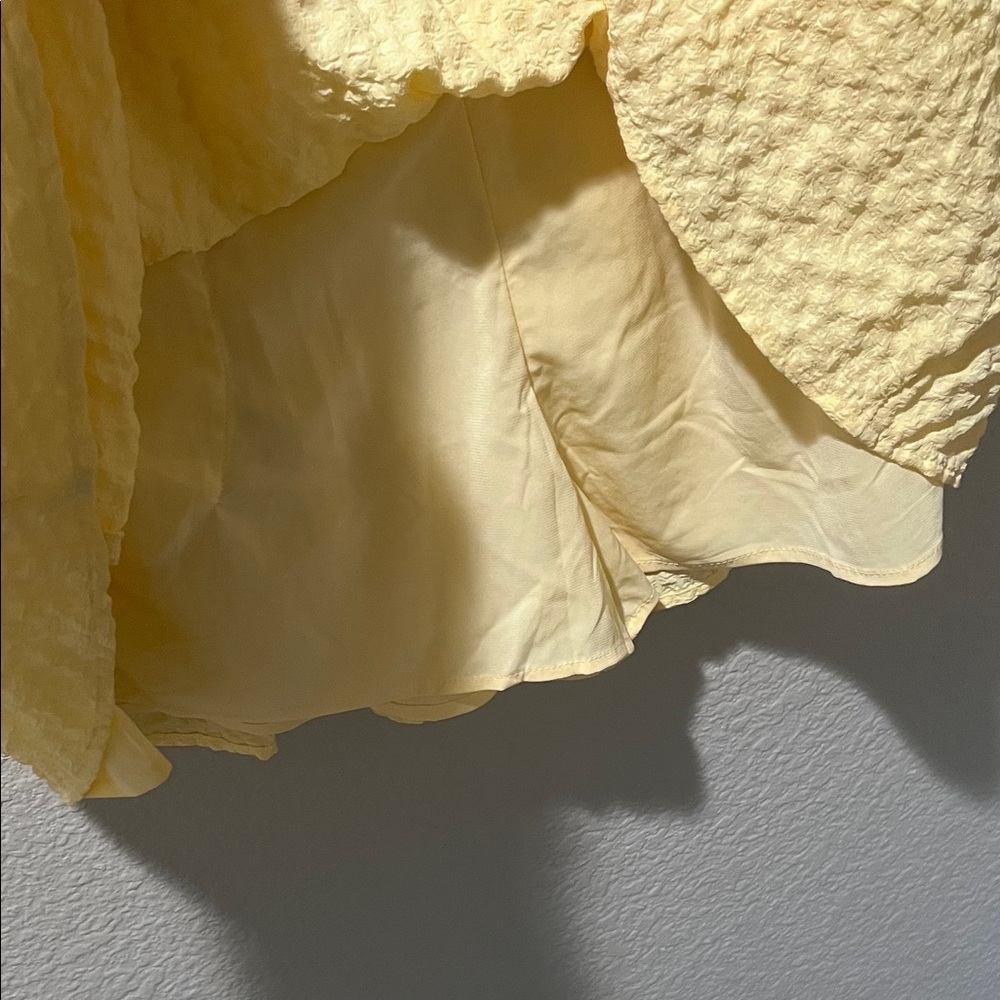 Yellow Puff Sleeve Women's skort dress - Picture 3 of 7